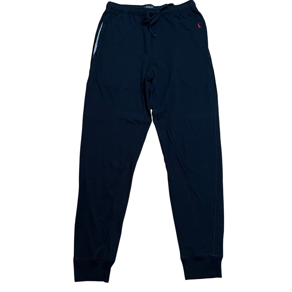 Polo Ralph Lauren Joggers Mens S Black Red Pony Cotton Lounge Pants Sweatpants